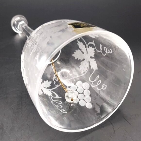 Vintage Lead Crystal Grapevine Hostess Dinner Bell France Golden Crown E&R - Picture 4 of 6